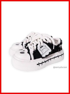 Y2K Goth Platform Canvas Chunky Sole Lace-Up Sneakers
